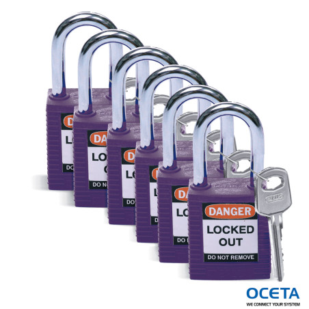 SFTY PADLOCK STEEL 38MM SHA PURPLE 6/PAC Cadenas de sécurité Brady