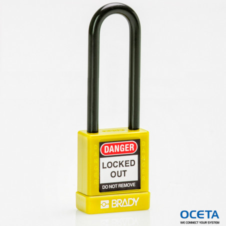 SFTY SECU PADLOCK 75MM ST SHA KD YEL/6 Cadenas avec revêtement nylon