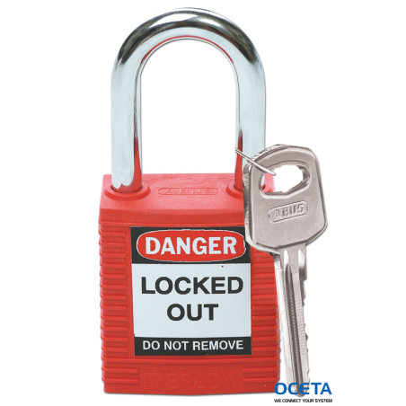 SFTY PADLOCK STEEL 38MM SHA RED 6/PAC Cadenas de sécurité — standard