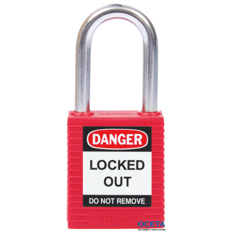 SFTY PADLOCK STEEL 38MM SHA RED 6/PAC Cadenas de sécurité — standard