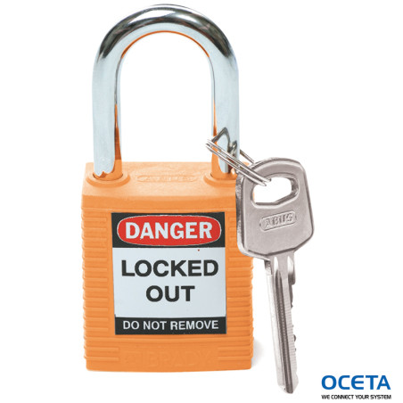 SFTY PADLOCK STEEL 38MM SHA ORANGE 6/PAC Cadenas de sécurité Brady