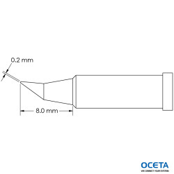 Pointe, conique, courbe, 0,2x8,0mm, GT4