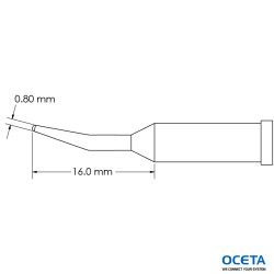 Pointe, conique, courbe,  0,8x16,0mm, GT4