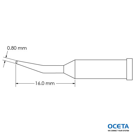 Pointe, conique, courbe,  0,8x16,0mm, GT4