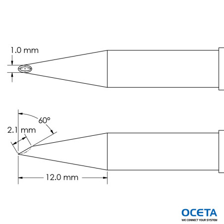 Pointe, mini-vague, concave, 1,0x12,0mm, 60 DEG, GT4