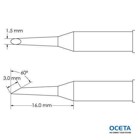 Pointe, mini-vague, 1,5x16,0mm, 60 DEG, GT4