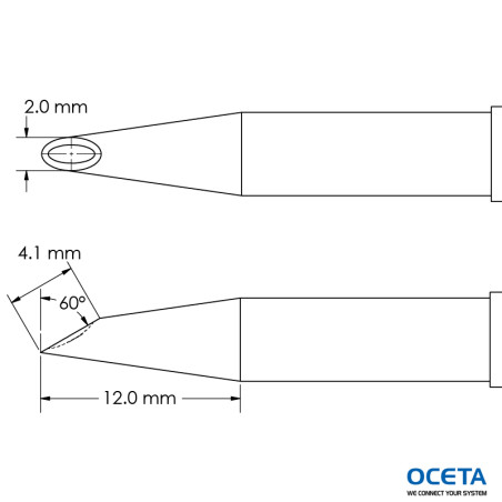 Pointe, mini-vague, concave, 2,0x12,0mm, 60 DEG, GT4