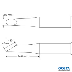 Pointe, mini-vague, 3,0x16,0mm, 60 DEG, GT4