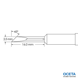 Pointe, couteau, 2,5x16,0mm, 45d, GT4