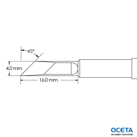 Pointe, couteau, 4,0x16,0mm, 45d, GT4