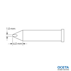 Pointe, ciseau, power, 1,0x6,0mm, 60 DEG, GT6