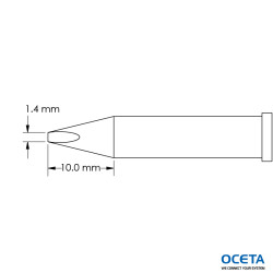 Pointe, ciseau, 1,4x10,0mm, 40 DEG, GT6