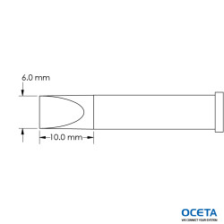 Pointe, ciseau, 6,00x10,0mm, 40 DEG, GT6