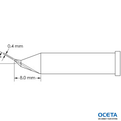 Pointe, conique, courbe, 0,4x8,0mm, GT6