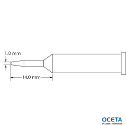 Pointe, conique,  1,0x14,0mm, GT6