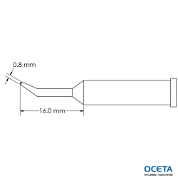 Pointe, conique, courbe,  0,8x16,0mm, GT6