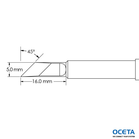 Pointe, couteau, 5,0x16,0mm, 45d, GT6