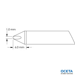 Cartouche, ciseau, power, 1,0x6,0mm, 60 DEG, GTC