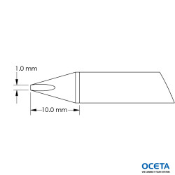 Cartouche, ciseau, 1,0x10,0mm, 40 DEG, GTC