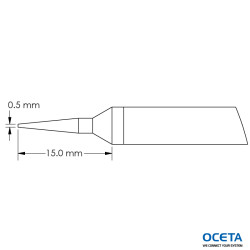 Cartouche, conique, pointue, 0,5x15,0mm, GTC