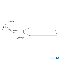 Cartouche, conique, courbe,  0,8x16,0mm, GTC