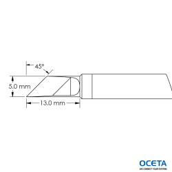 Cartouche, couteau, power, 5,0x13,0mm, 45d, GTC