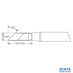 Cartouche, couteau, 5,0x16,0mm, 45d, GTC