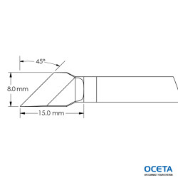 Cartouche, couteau, power, 8,0x15,0mm, 45d, GTC